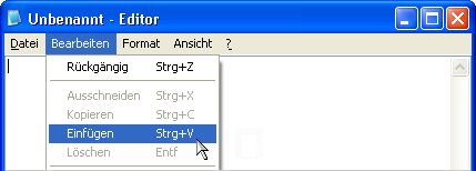 Menü "Bearbeiten" am Beispiel des Windows-Editors